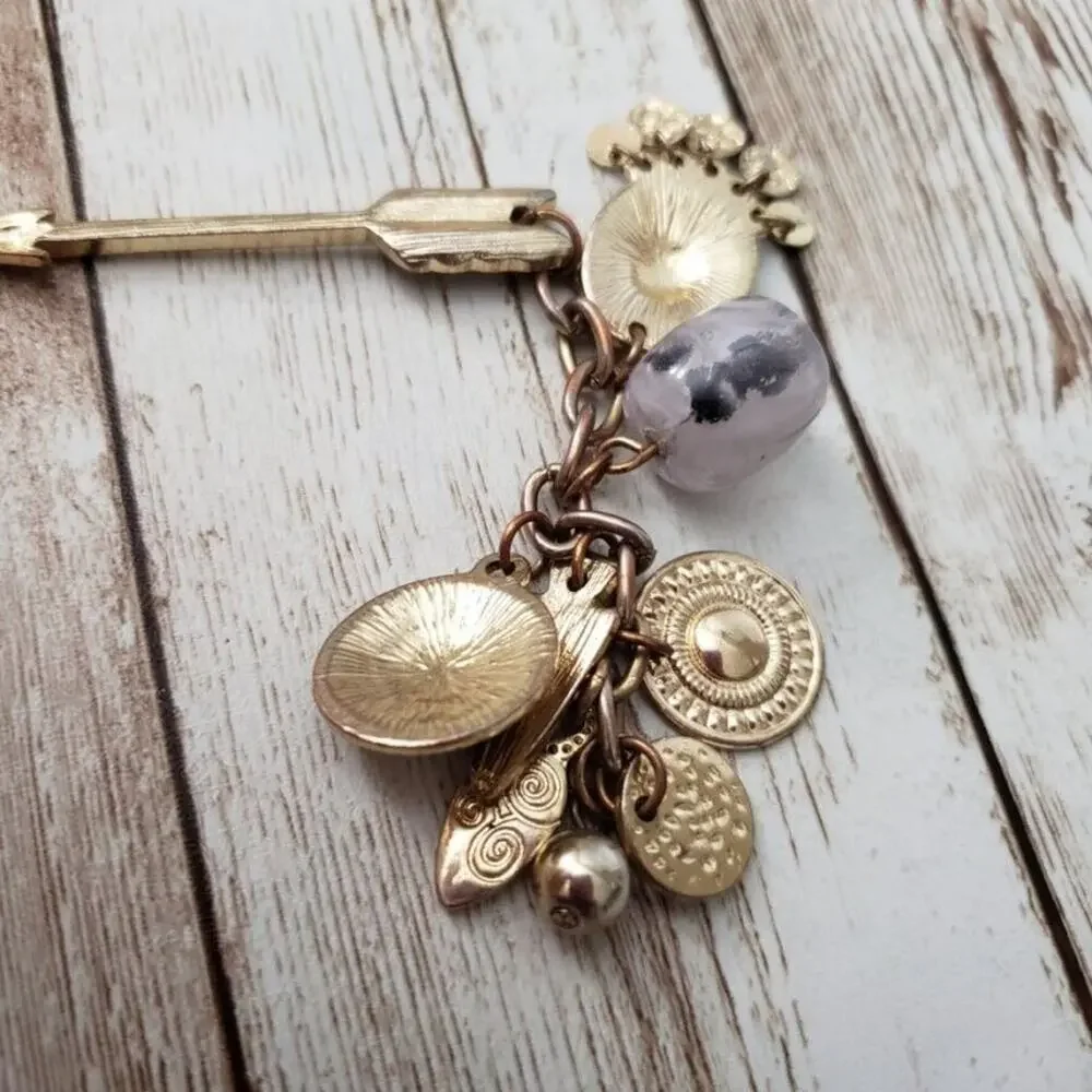 Vintage Pendant Gold Tone Charms with Arrow (Pendant Only - No Chain Included)